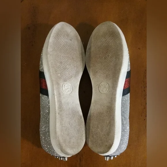 Authentic Gucci Men's Bambi Web Glitter Sneakers